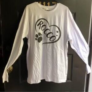 White Long Sleeve Shirt with Heart and Paw Print